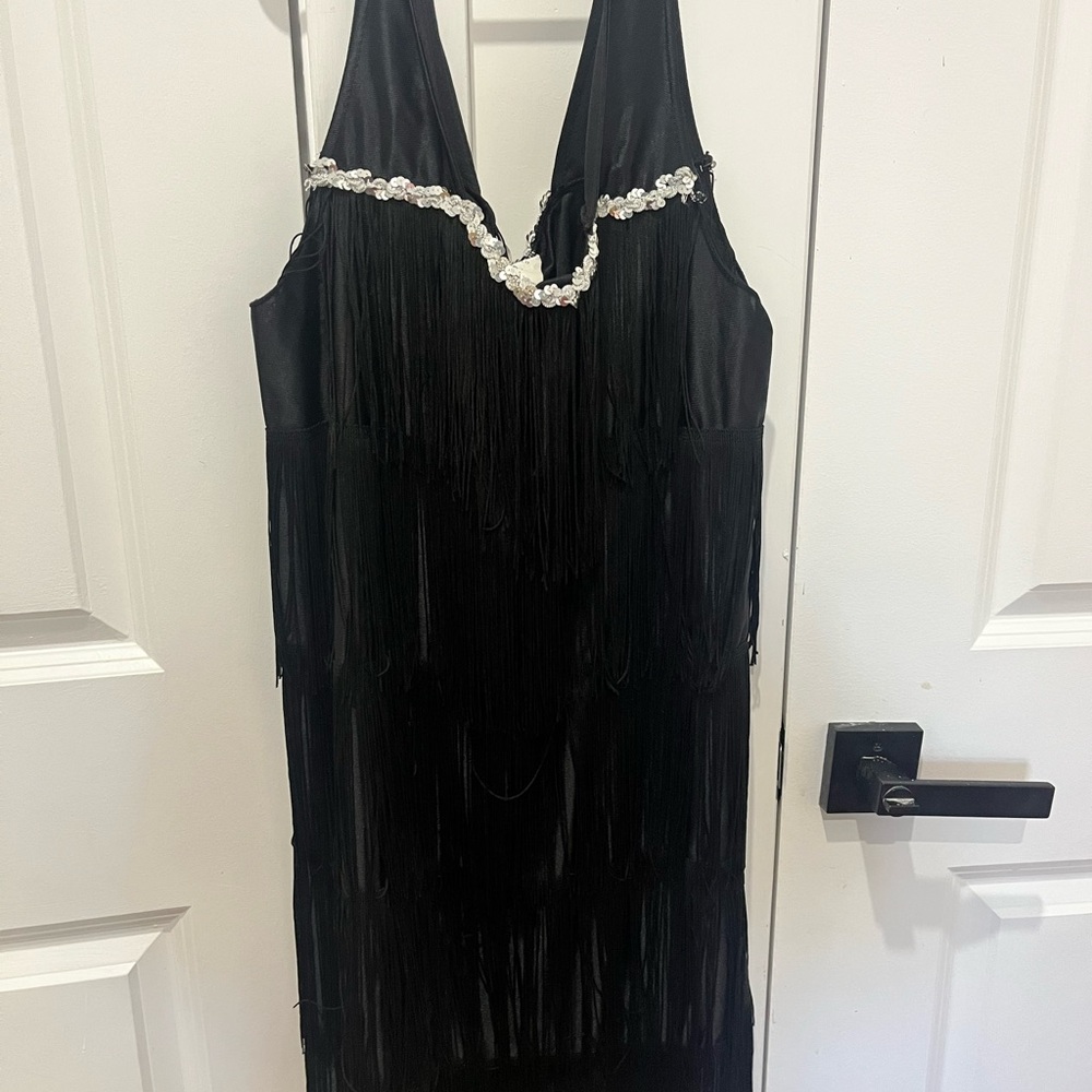 Black Sleeveless Flapper Sheath Dress